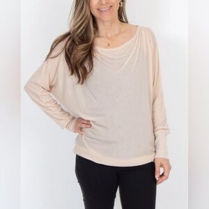 Alice+Olivia Cream Base Jersey Knit Draped Cowl Neck Tunic